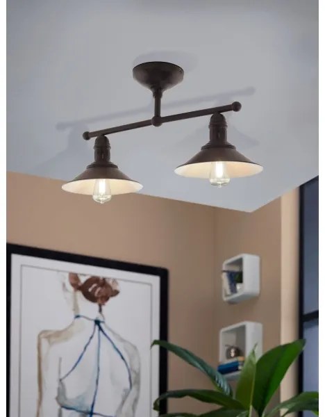 Eglo 49824 - Lampada a sospensione su asta STOCKBURY 2xE27/60W