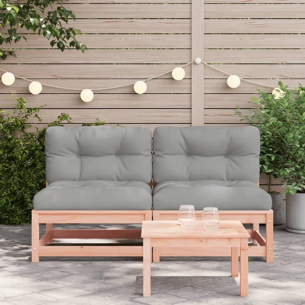 Divani giardino senza braccioli con cuscini 2 pz legno douglas