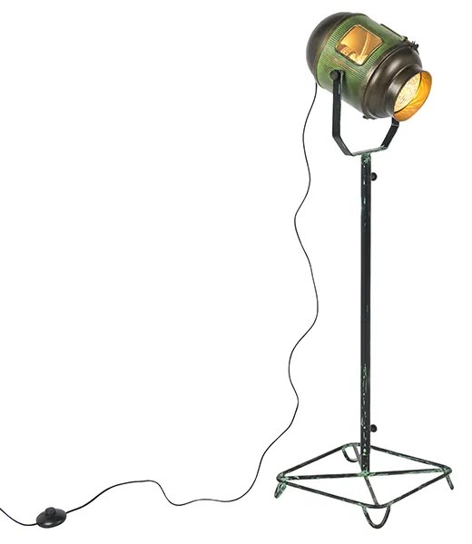 Lampada da terra industriale bronzo con verde 140 cm - Byron