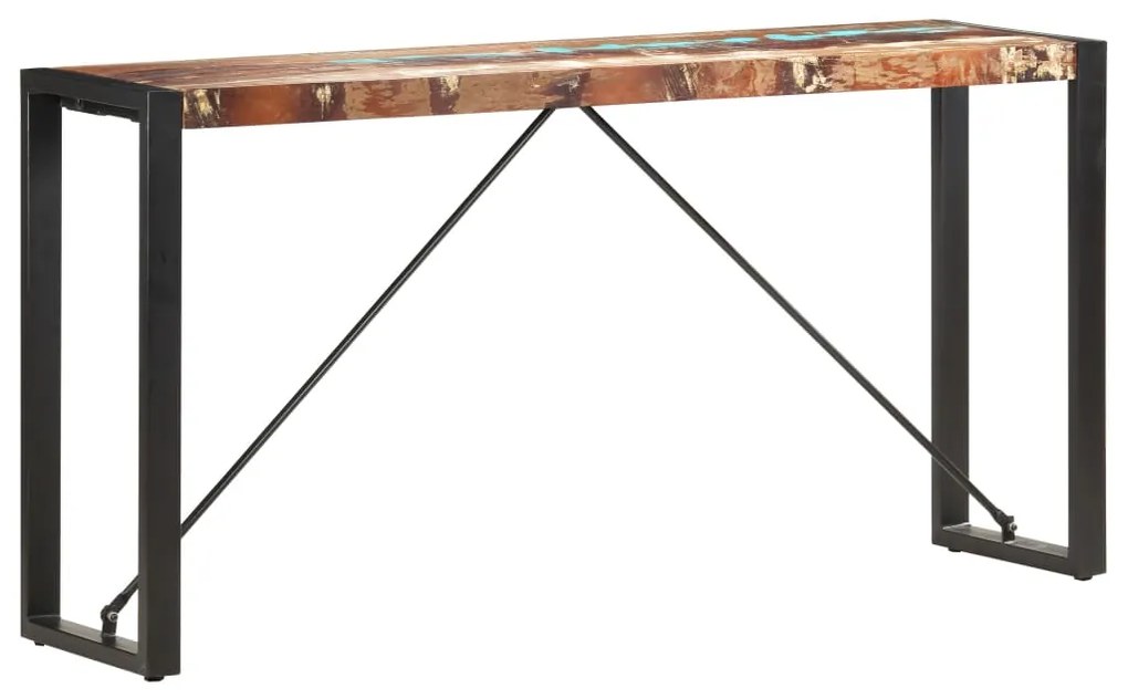 Tavolo Consolle 150x35x76 Cm İn Legno Massello Di Recupero /