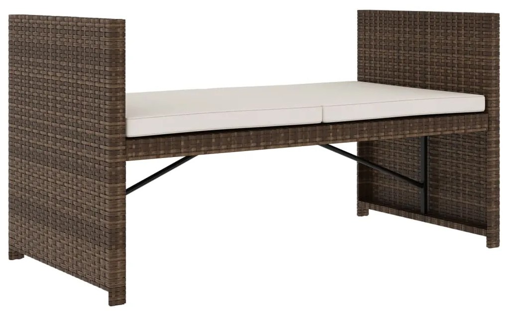 Set divani da giardino 5 pz con cuscini in polyrattan marrone