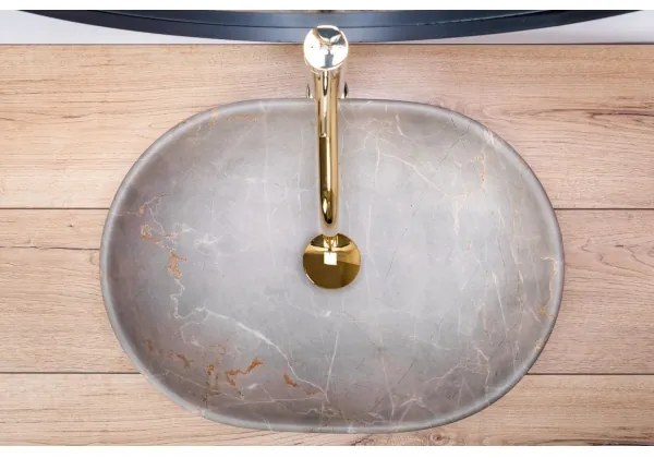 REA-U9887 - Lavabo da appoggio LARA 35x48,5 cm ceramica/grigio/decoro marmo