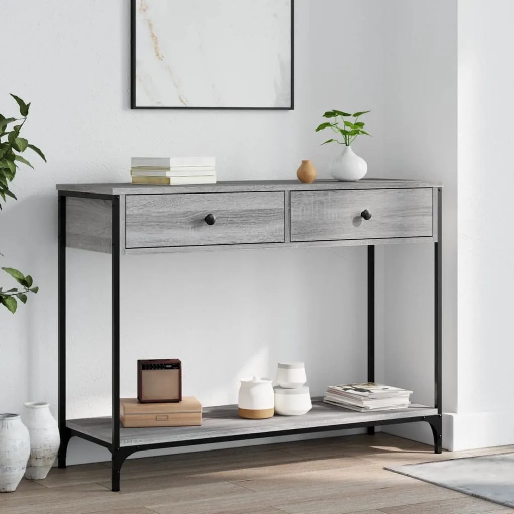 Tavolino Consolle Grigio Sonoma 100x34,5x75cm Legno Multistrato /