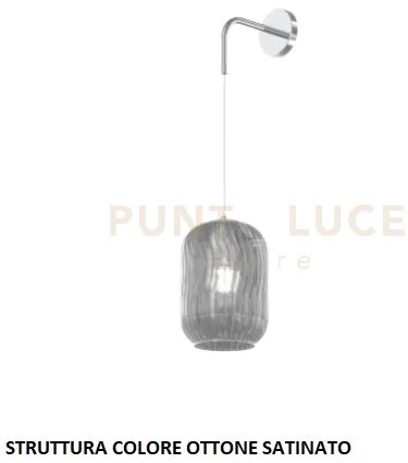 Applique regolabile ottone sat. 1 luce vetro fume 1181os-a-fu