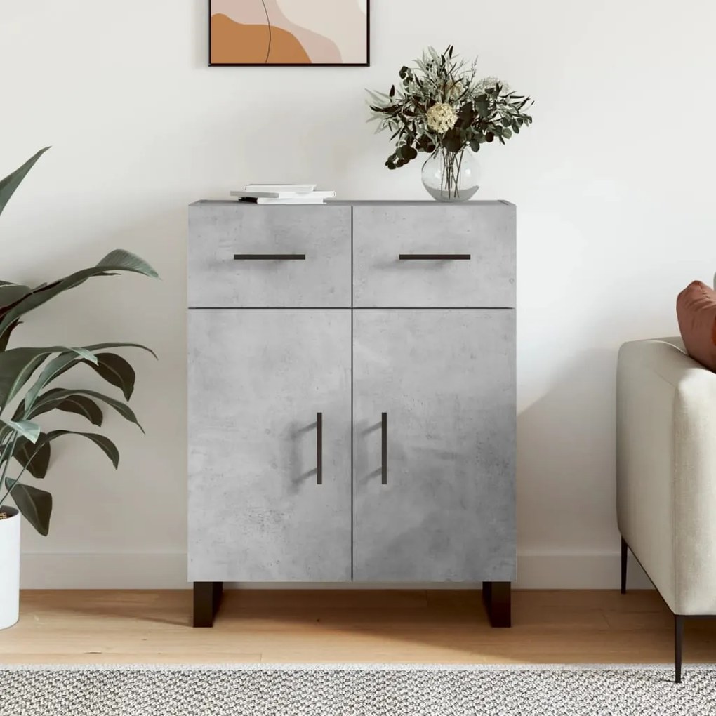 Credenza grigio cemento 69,5x34x90 cm in legno multistrato