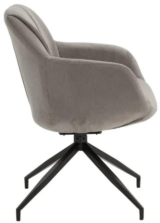 Set di poltroncine girevoli STONESTOWN in tessuto grigio e gambe in metallo nero, con braccioli