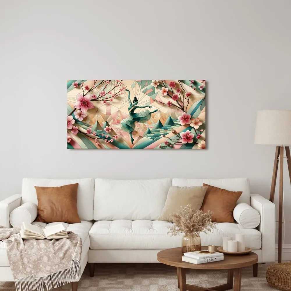 Quadro su tela – Ballerina astratta tra i fiori