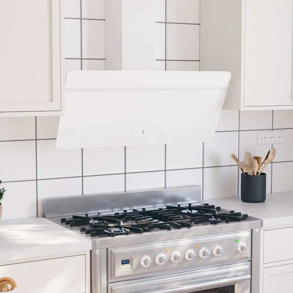 Cappa A Parete 90 Cm İn Acciaio E Vetro Temperato Bianco /