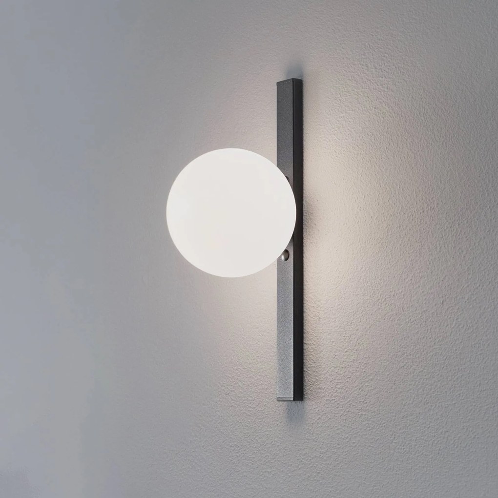 ALDEX Applique Garda, nero, metallo, vetro, a 1 luce