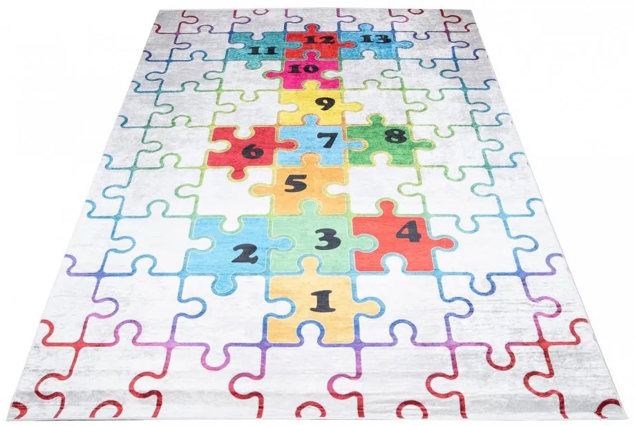 Tappeto per bambini con motivo a puzzle colorato  Larghezza: 80 cm | Lunghezza: 150 cm