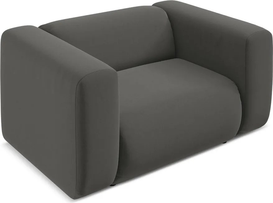 Poltrona grigia con rivestimento in velluto Ekahi – Makamii