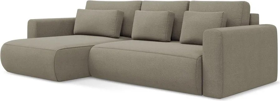 Divano angolare marrone chiaro allungabile/con contenitore (con penisola a sinistra/con chaise lounge) Kapua – Makamii