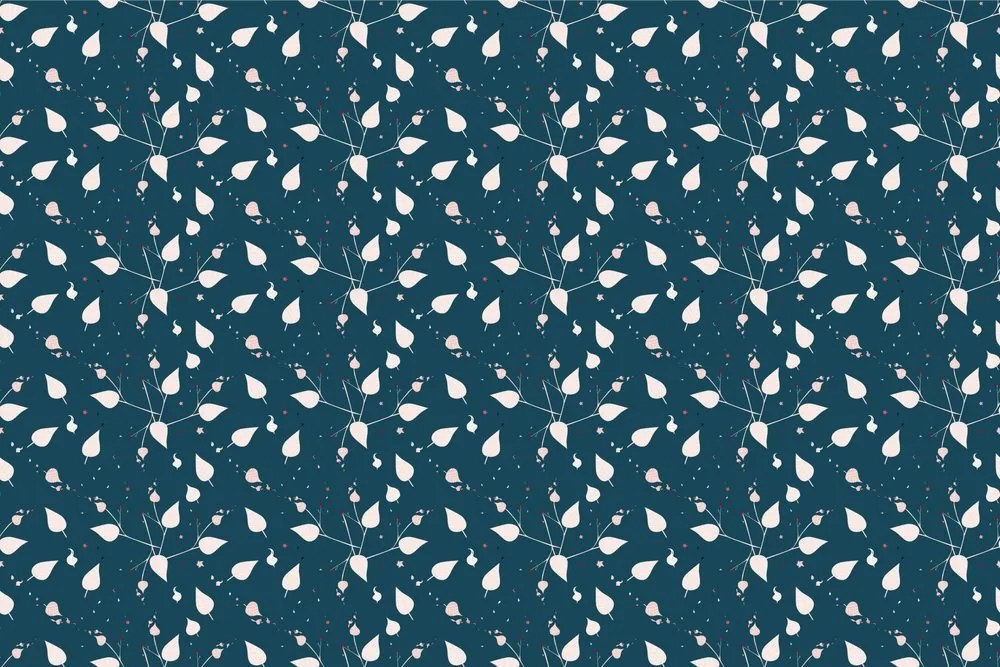 Carta da parati autoadesiva – Foglie delicate in blu
