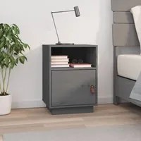 Comodino Grigio 40x34x55 cm in Legno Massello di Pino cod mxl 30935