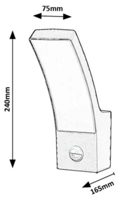 Rabalux 7505-LED Applique da esterno con sensore PALANGA 12W/230V IP44