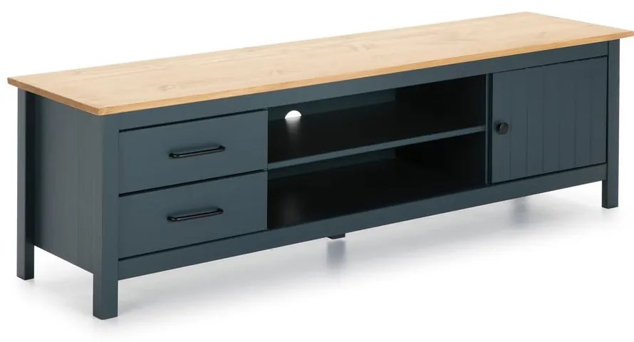 Tavolo TV in pino blu scuro 158x47 cm Miranda - Marckeric