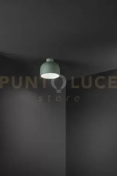 Yelmo plafoniera in metallo 1 luce attacco e27 verde opaco + bianco...