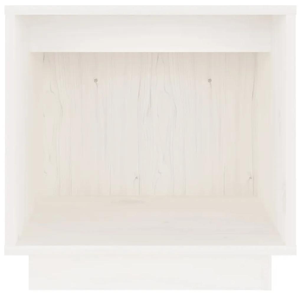 Comodini 2 pz bianchi 40x30x40 cm in legno massello di pino