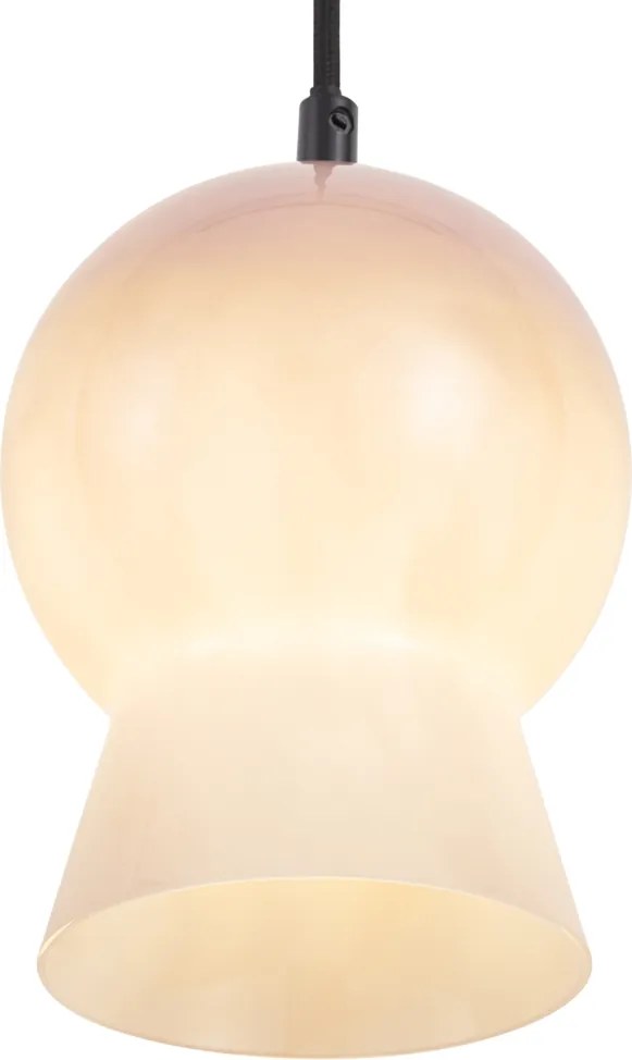 Lampada a sospensione retrò nera con vetro beige per sistema a binario monofase - Iconic Bell