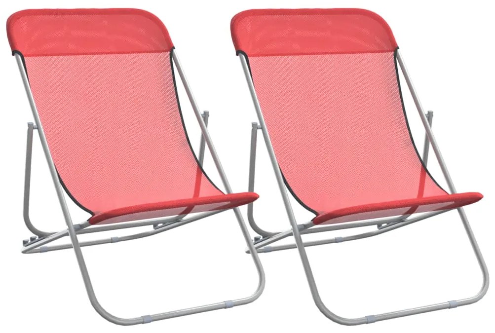 Sedie pieghevoli 2 pz rosse in textilene e acciaio verniciato