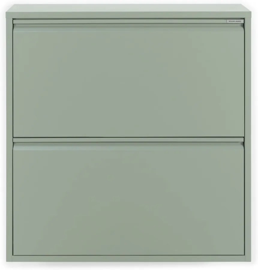Scarpiera verde polveroso in metallo con ante ribaltabili 75x77,5x22,5 cm Billy – Spinder Design
