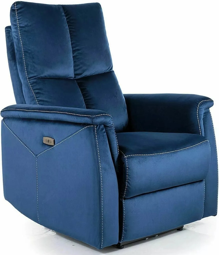 Poltrona relax Neptun Velvet in velluto blu navy – 76x94x96 cm