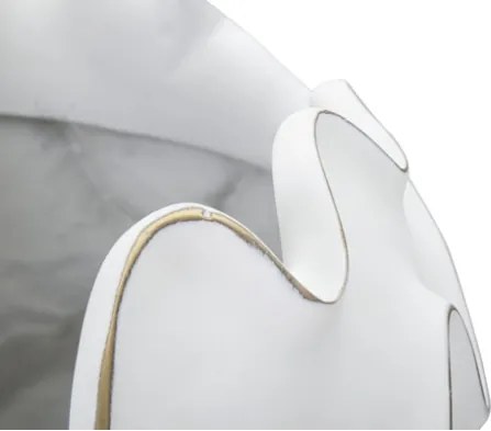 Vaso rotondo in resina con decorazioni ondulate a foglie Ø 44X37 cm bianco