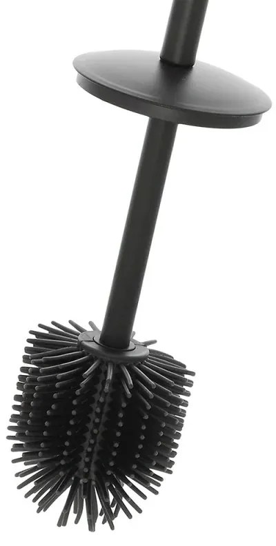 Portascopino nero opaco con setole nere in silicone e secchio interno