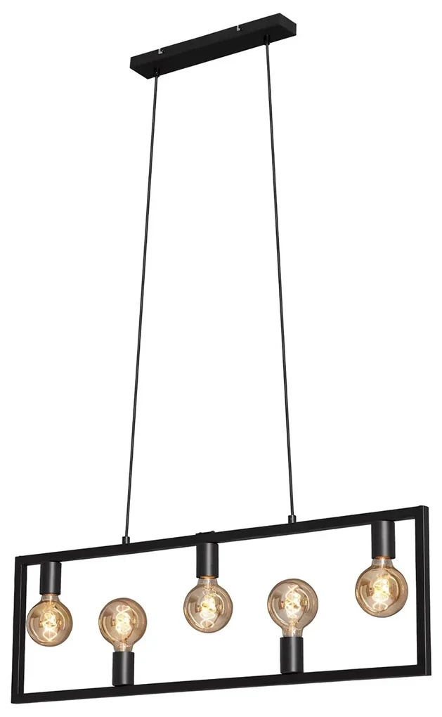 Lampadario A Sospensione Vintage Kotak Metallo Nero 5 Luci Luci E27