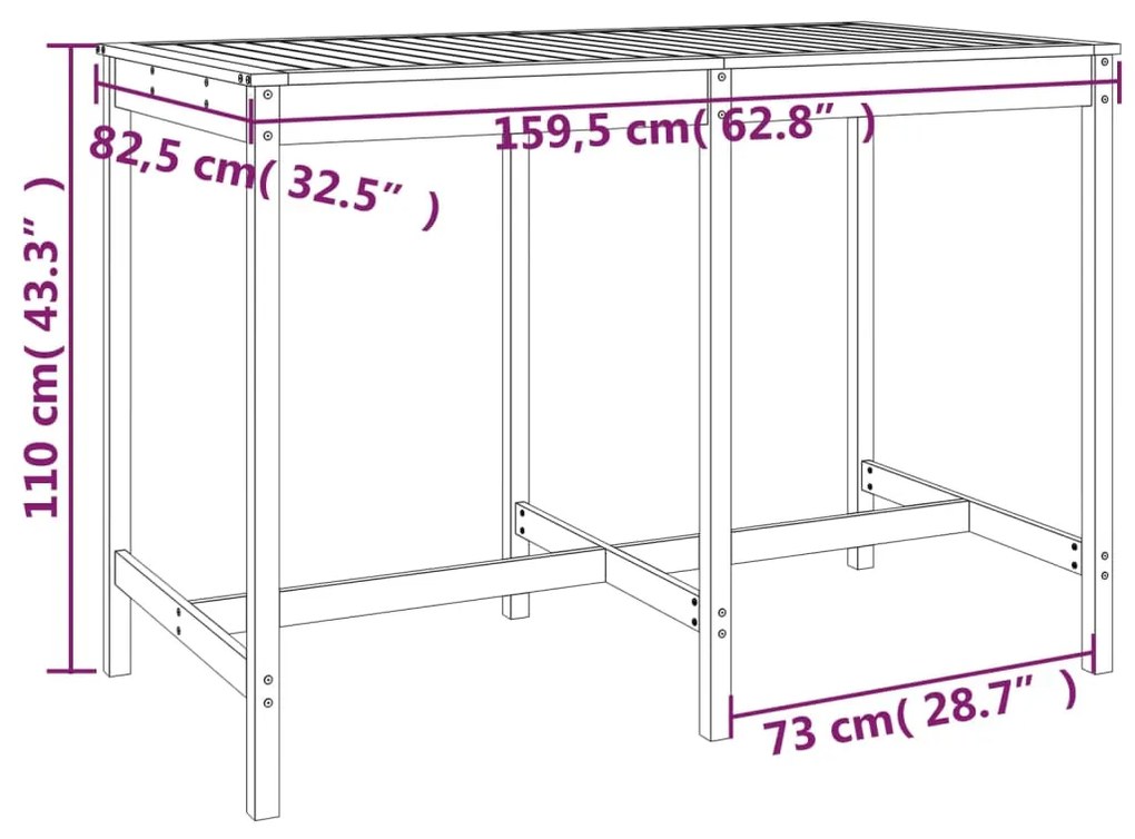 Set Bar da Giardino 7 pz Bianco in Legno Massello di Pino