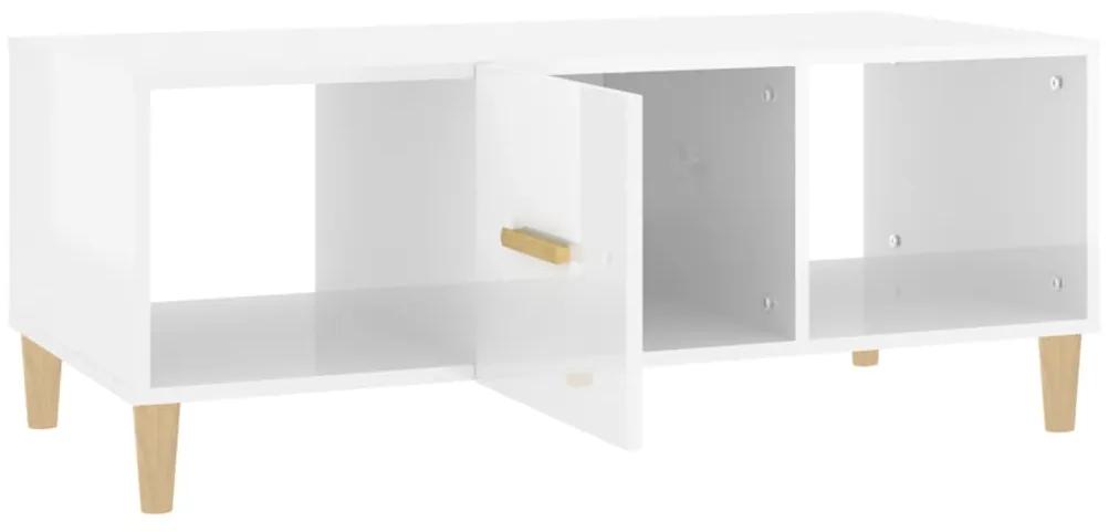 Tavolino da salotto bianco lucido 102x50x40cm legno multistrato