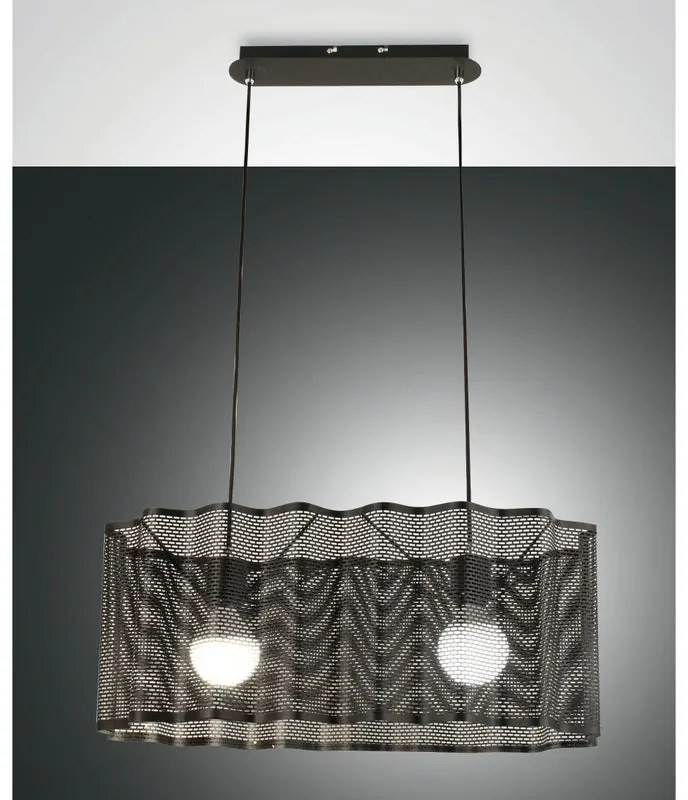 Lampadario Neoclassico Glicine nero paralume nero 2x E27 LA MIA LUCE