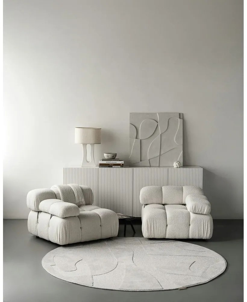 Tappeto rotondo in lana grigio chiaro ø 120 cm Morphic Botanica - Agnella