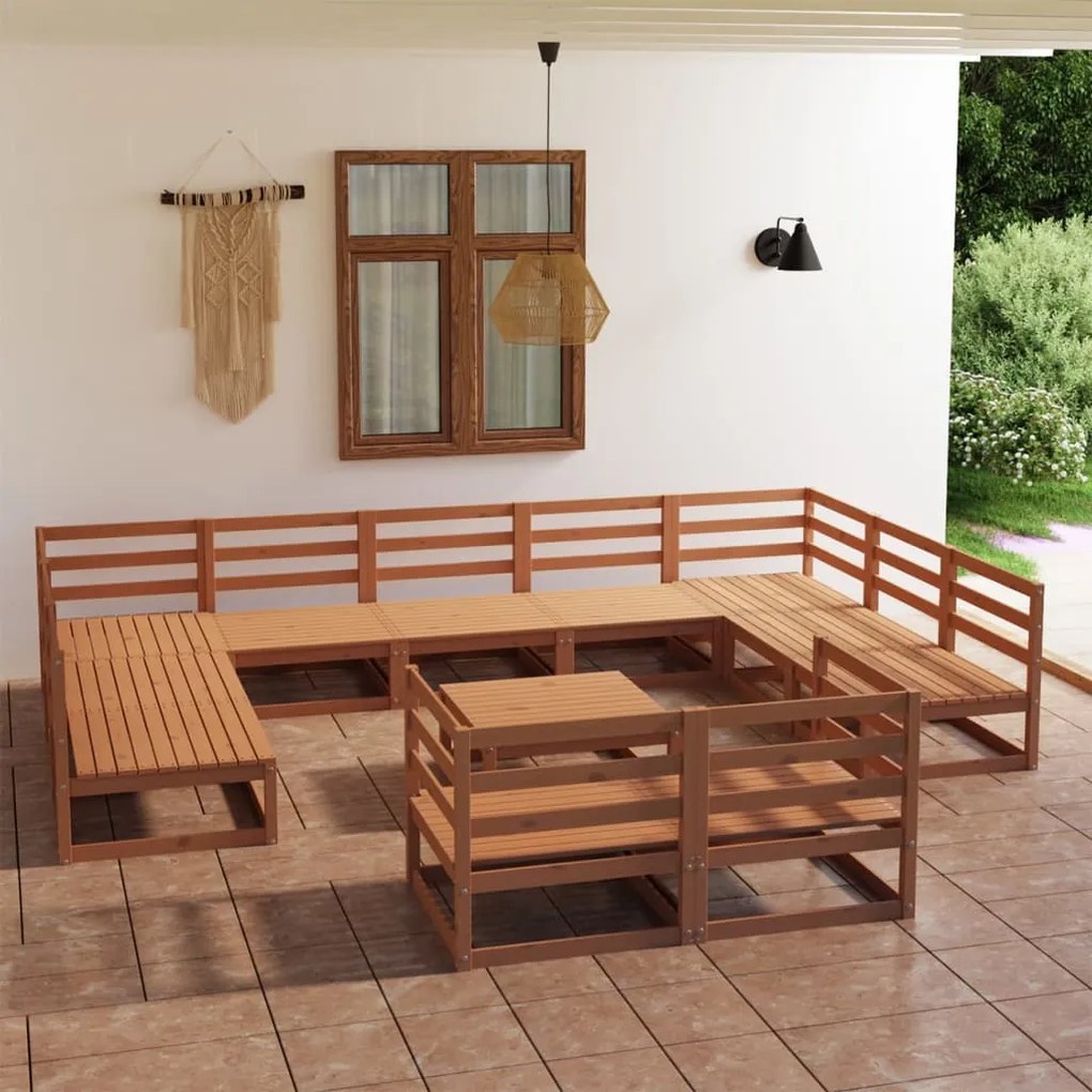 Set divani da giardino 12 pz in legno massello di pino