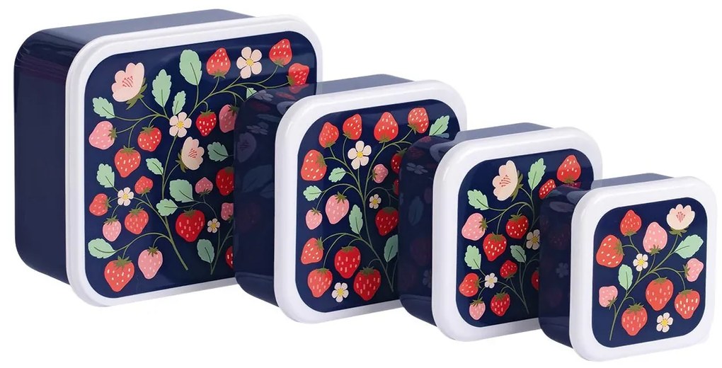 A Little Lovely Company - set di quattro scatole merenda - fragole