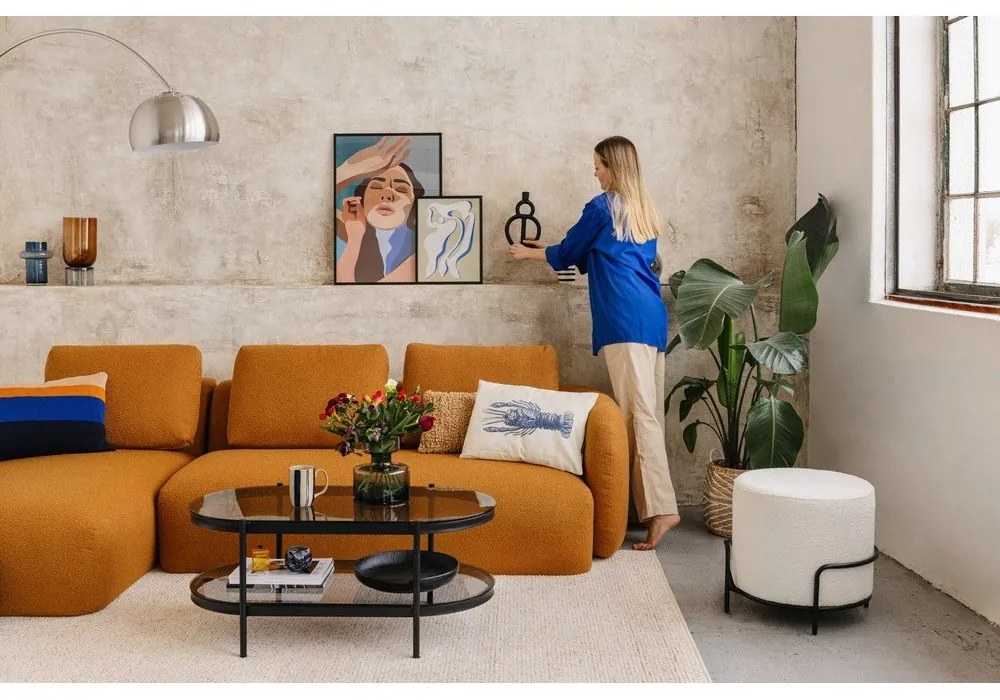 Divano angolare grigio-marrone in tessuto bouclé (angolo sinistro) Imola - Bonami Selection