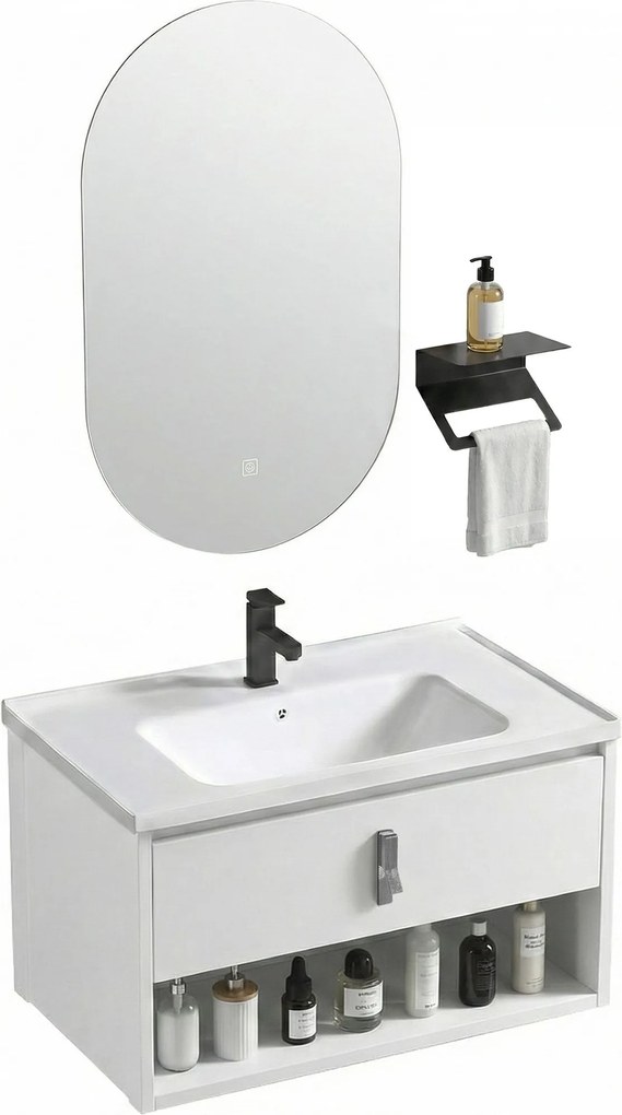 Set di mobili da bagno con lavabo River 60cm White