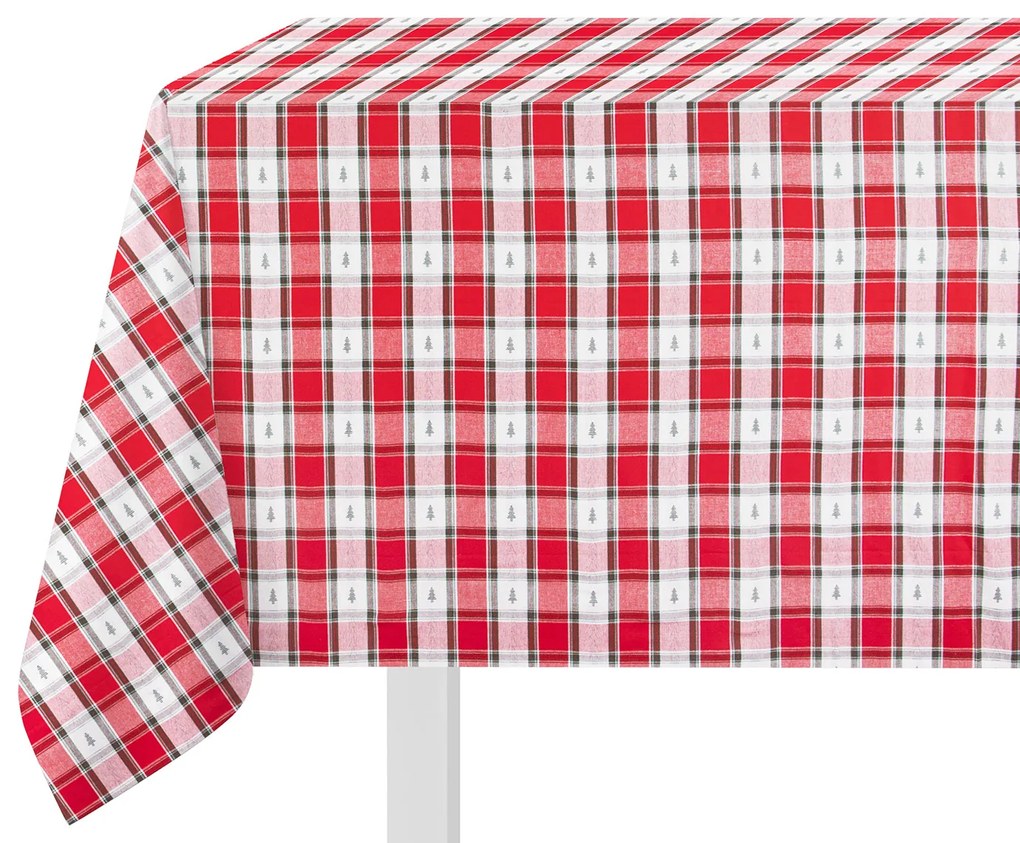 Tovaglia 140x180 cm tartan e alberi Natale