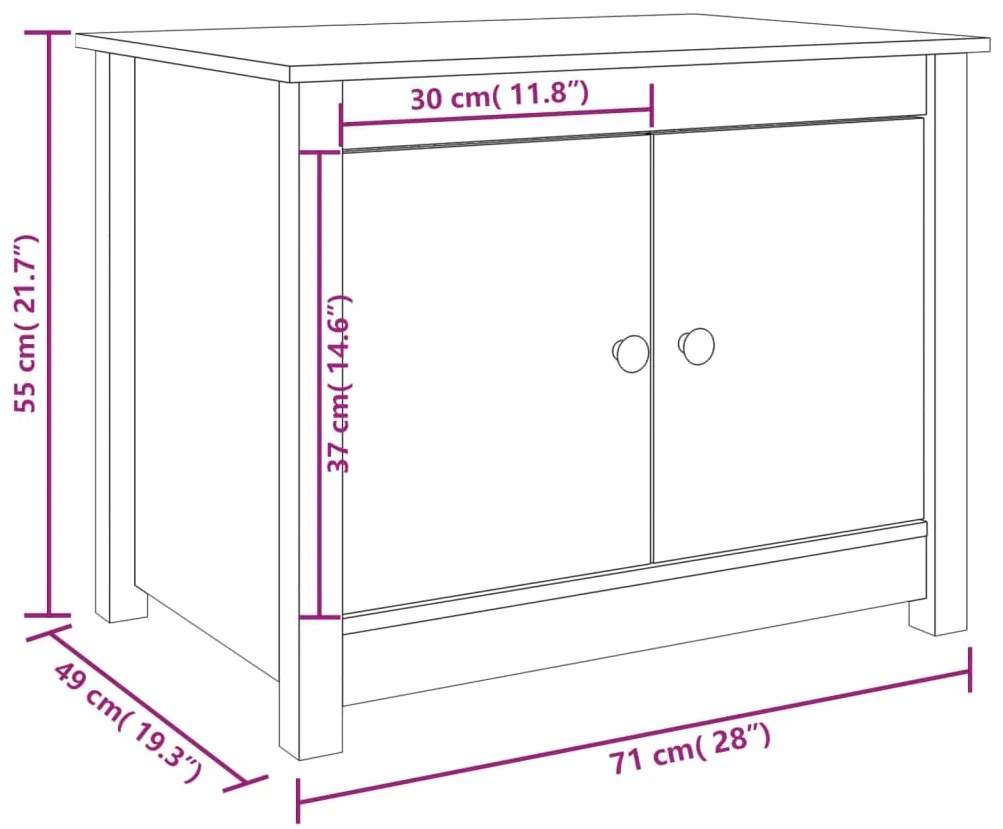 Tavolino da Salotto 71x49x55 cm in Legno Massello di Pino