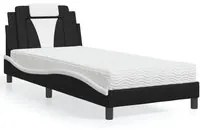 Letto con Materasso Nero e Bianco 90x200 cm in Similpellecod mxl 91664