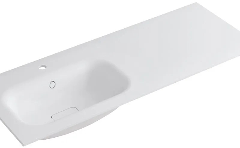 Lavabo a incasso rettangolare vasca a sinistra L 120.5 x H 15 x P 46 cm in resina bianco lucido