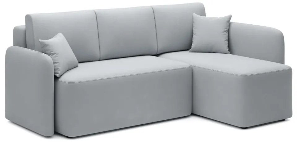 Divano angolare grigio chiaro allungabile/con contenitore (con penisola a destra/con chaise lounge) e rivestimento in velluto Hadson – ELTAP