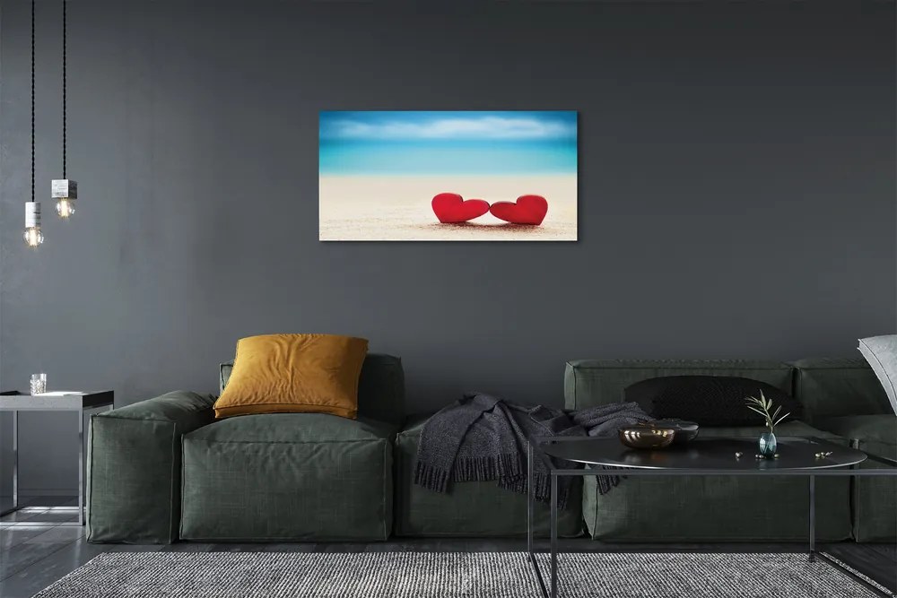 Quadro su tela Cuori Sabbia del Mar Rosso 100x50 cm