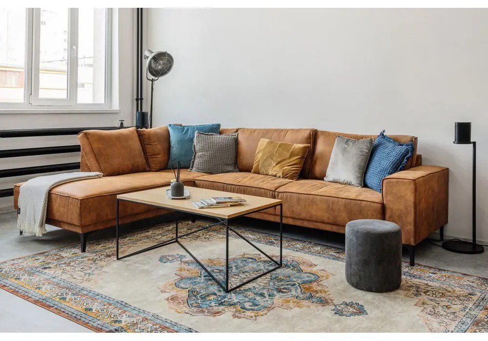 Divano angolare in similpelle marrone cognac (angolo destro) Copenhagen - Scandic