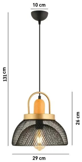 Lampadario a sospensione MONZA 1xE27/40W/230V Ø 29 cm nero/oro