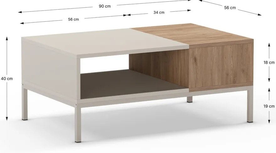 Tavolino color crema 56x90 cm Cailin - Marckeric