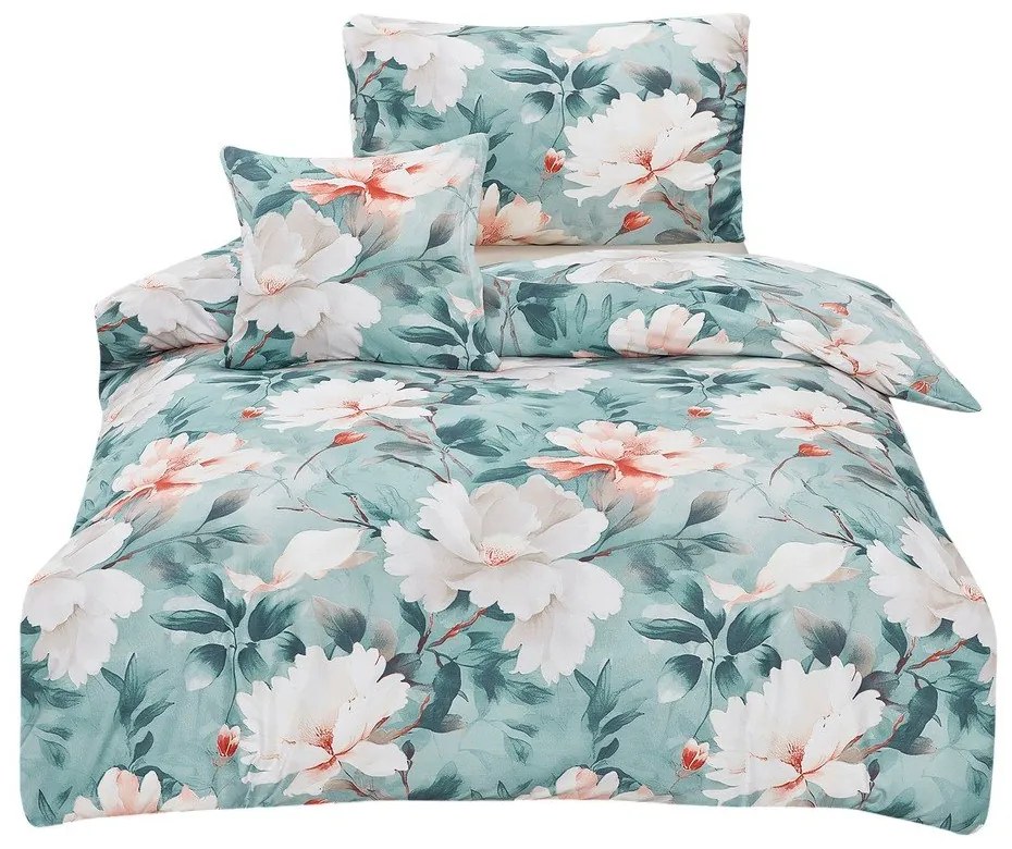 Set copripiumino e federa turchese in microsatinato per letto singolo 3 pezzi 140x200 cm Selma – My House