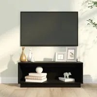 Mobile Porta TV Nero 90x35x35 cm in Legno Massello di Pino cod mxl 23052