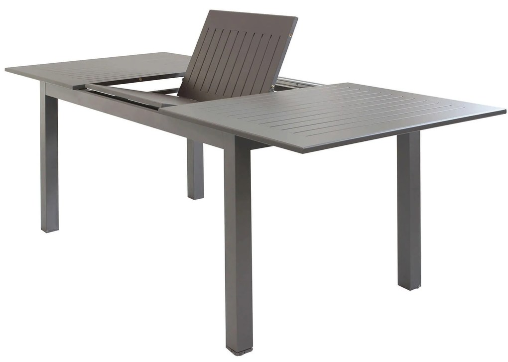 ARGENTUM - set tavolo in alluminio cm 150/210 x 90 x 75 h con 4 poltrone Aulus