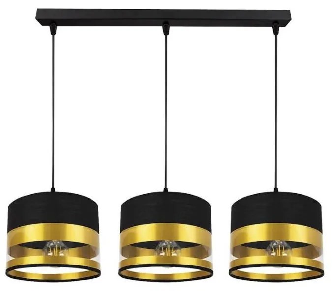 Lampadario su filo MILO 3xE27/60W/230V dorato/nero